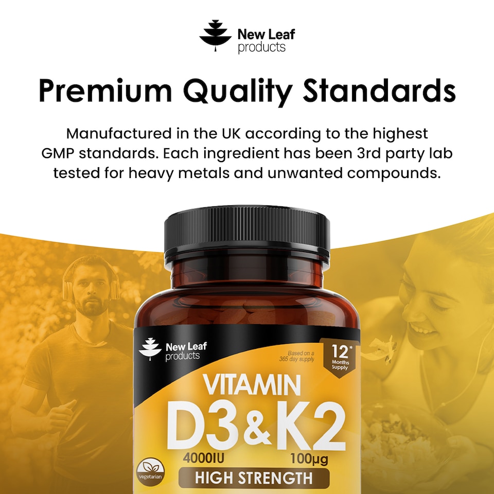 image 1 of Vitamin D3 & K2 Tablets D3 4000iu & K2 100mcg 365 Tablets