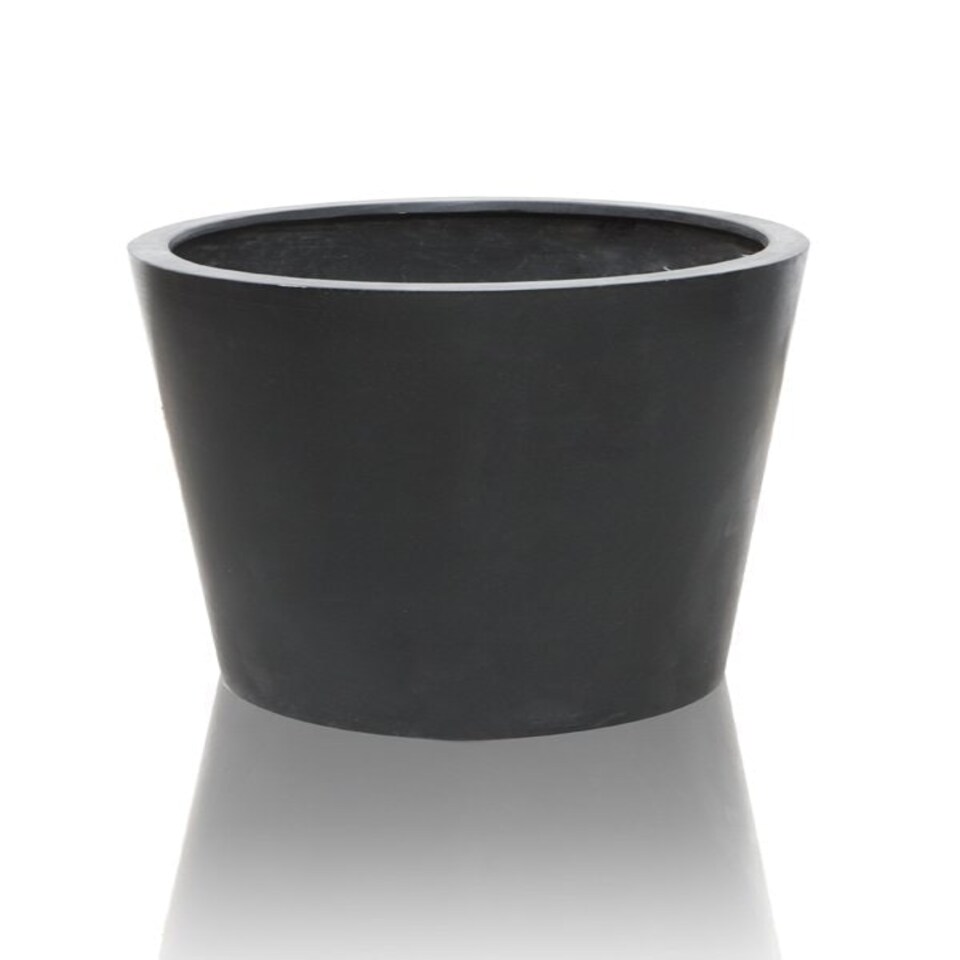 image 1 of Primrose Set of 4 Polystone Black Round Indoor Outdoor Planters in 4 Different Sizes Black