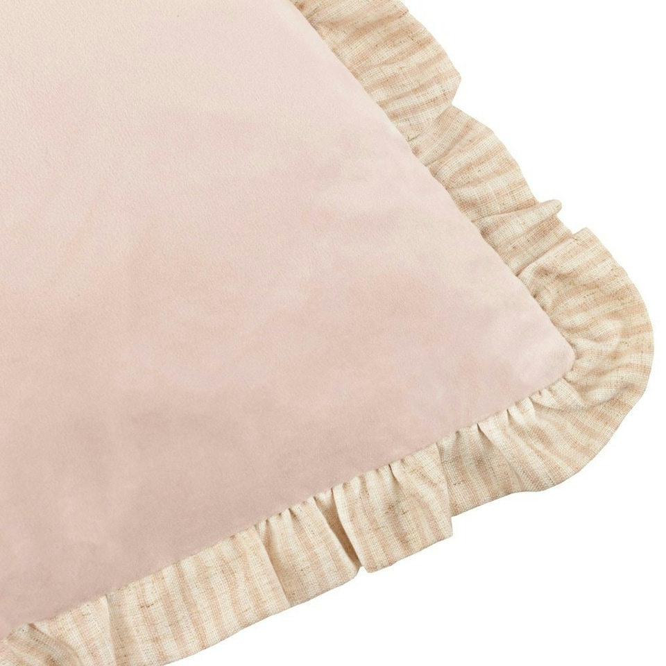 image 1 of Wylder Solene Ruffle Velvet Pink Cushion Cover 45 x 45cm