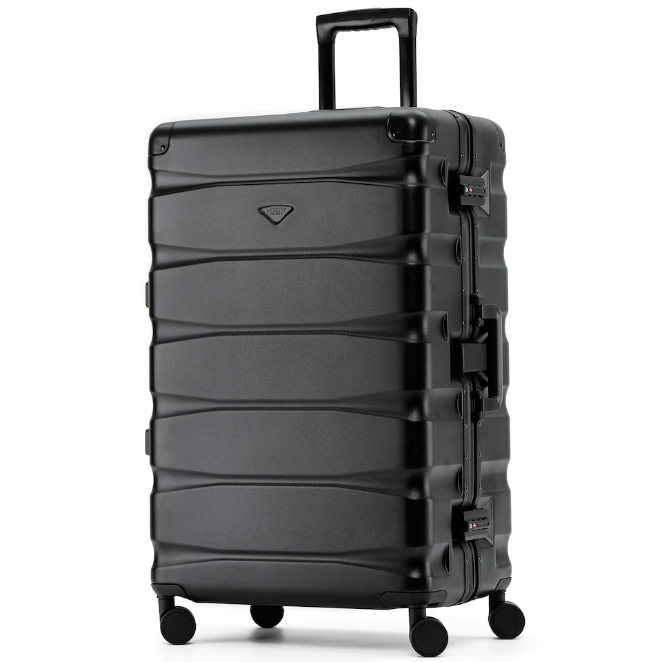 image 1 of Flight Knight Premium Travel Suitcase - 8 Wheels Built-in TSA Lock Aluminium Frame, ABS Hard Shell Carry on Check in Luggage - 100+ Airlines Approved Black | Black Mono | Large