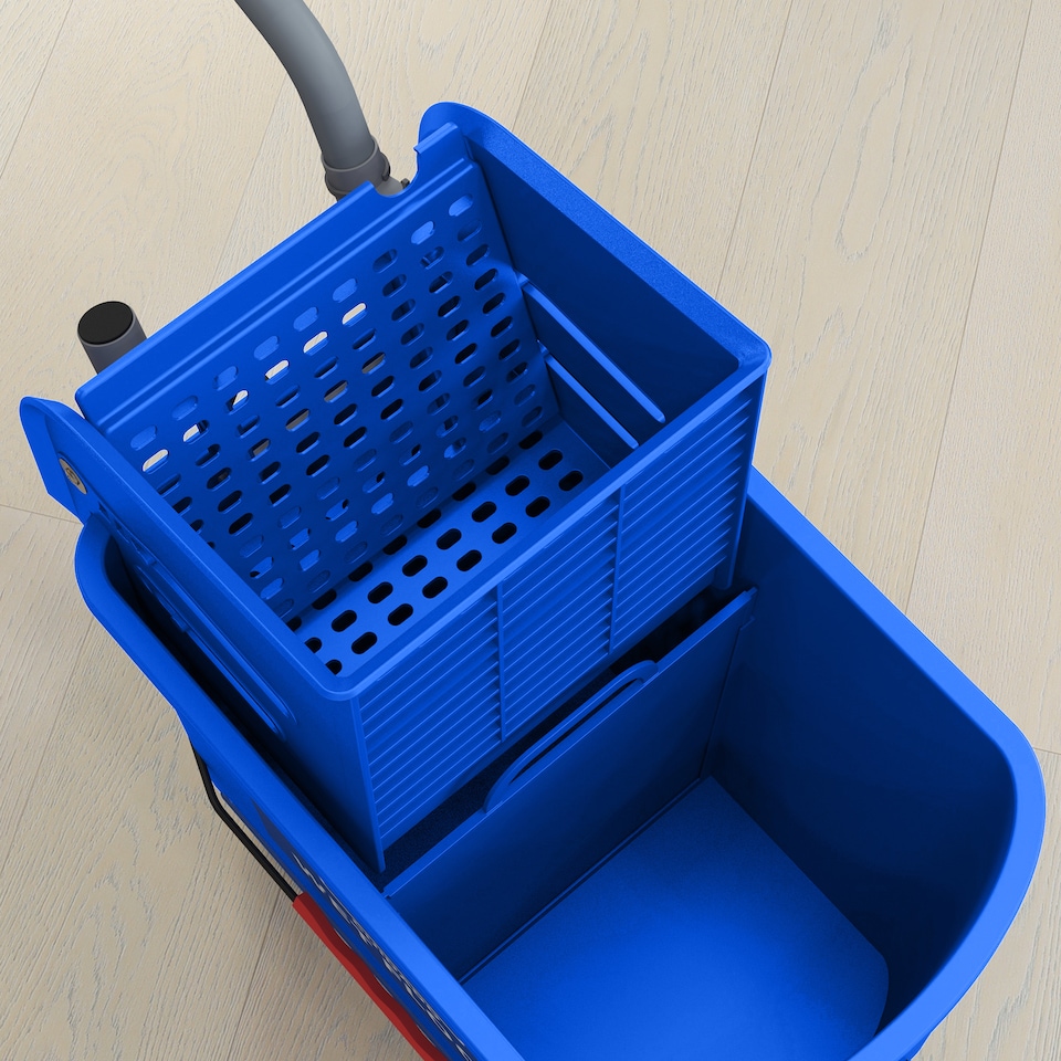 image 1 of HOMCOM 20L Compact Mop Bucket with Wringer and Handle, Mop Bucket on Wheels for Floor Cleaning, Separate Dirty and Clean Water, for Home, Flat, Blue