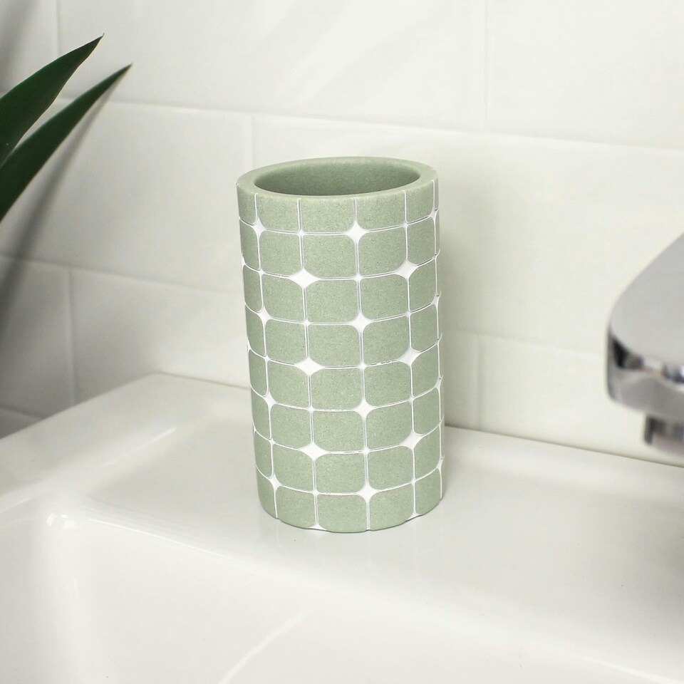 image 1 of Showerdrape Mosaica Pistachio Green Tumbler