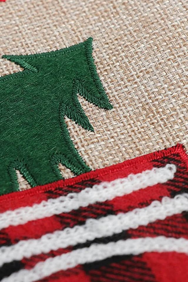 image 1 of Living and Home Burlap Merry Christmas Tree Skirt Collar - 77cm Dia x 26cm H