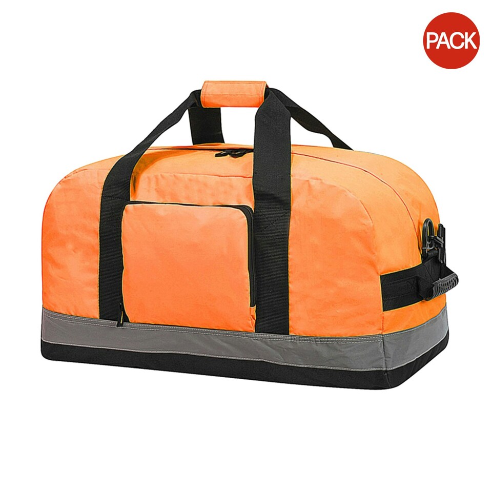 Shugon Seattle Workwear Hi-Vis Holdall / Duffle Bag - 50 Litres (Pack of 2) - Hi Vis Orange - One Size