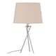 image 2 of Set of 2 Tripod Table Lamps with Natural Cotton Fabric Shades | Chrome | Brown | Large | 2