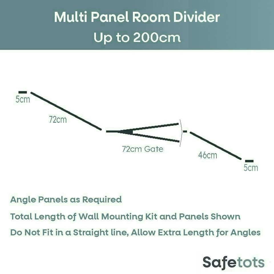 image 1 of Safetots Premium Extra Tall Room Divider, up to 200cm Wide, Black, 105cm Tall, Multi Panel Flexible Room Barrier, Room Divider with Door for Baby Black