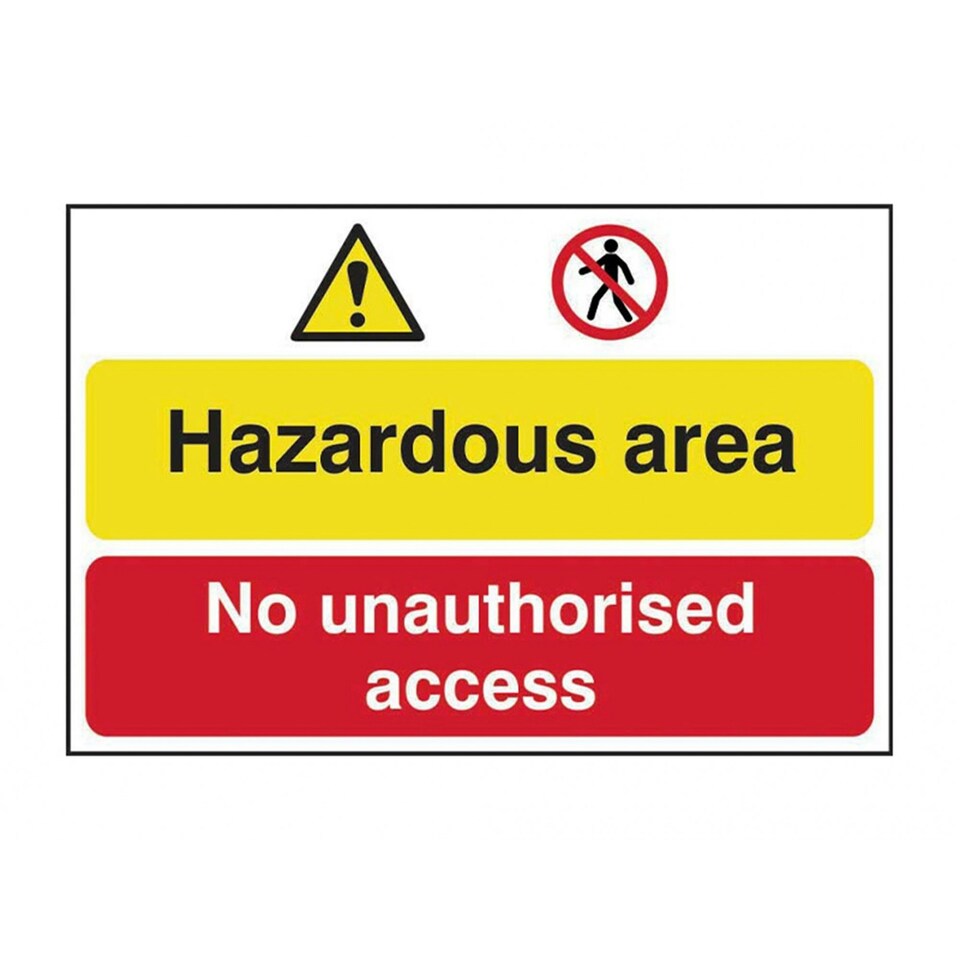 Scan Hazardous Area / No Unauthorized Access - Pvc Sign 600 X 400mm - Multi Colour - 600 x 400mm