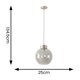 image 3 of ValueLights Bellamy Smoked Glass Globe Brushed Chrome Capped Ceiling Pendant Light Silver