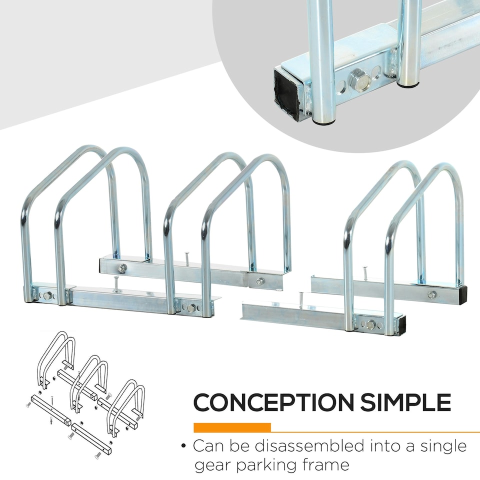 image 1 of HOMCOM Bike Parking Rack Bicycle Locking Storage Stand for 3 Cycling
