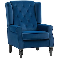 HOMCOM Accent Armchair Home Furniture Retro Tufted Club Fabric Blue | Blue