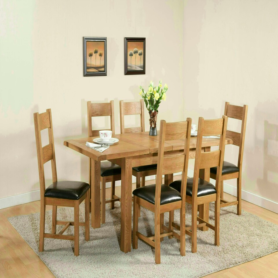 image 1 of Shrewsbury Dining Table with 2 Extensions (Extends To 198cm) - L90 x W132 x H76 cm - Oak Brown
