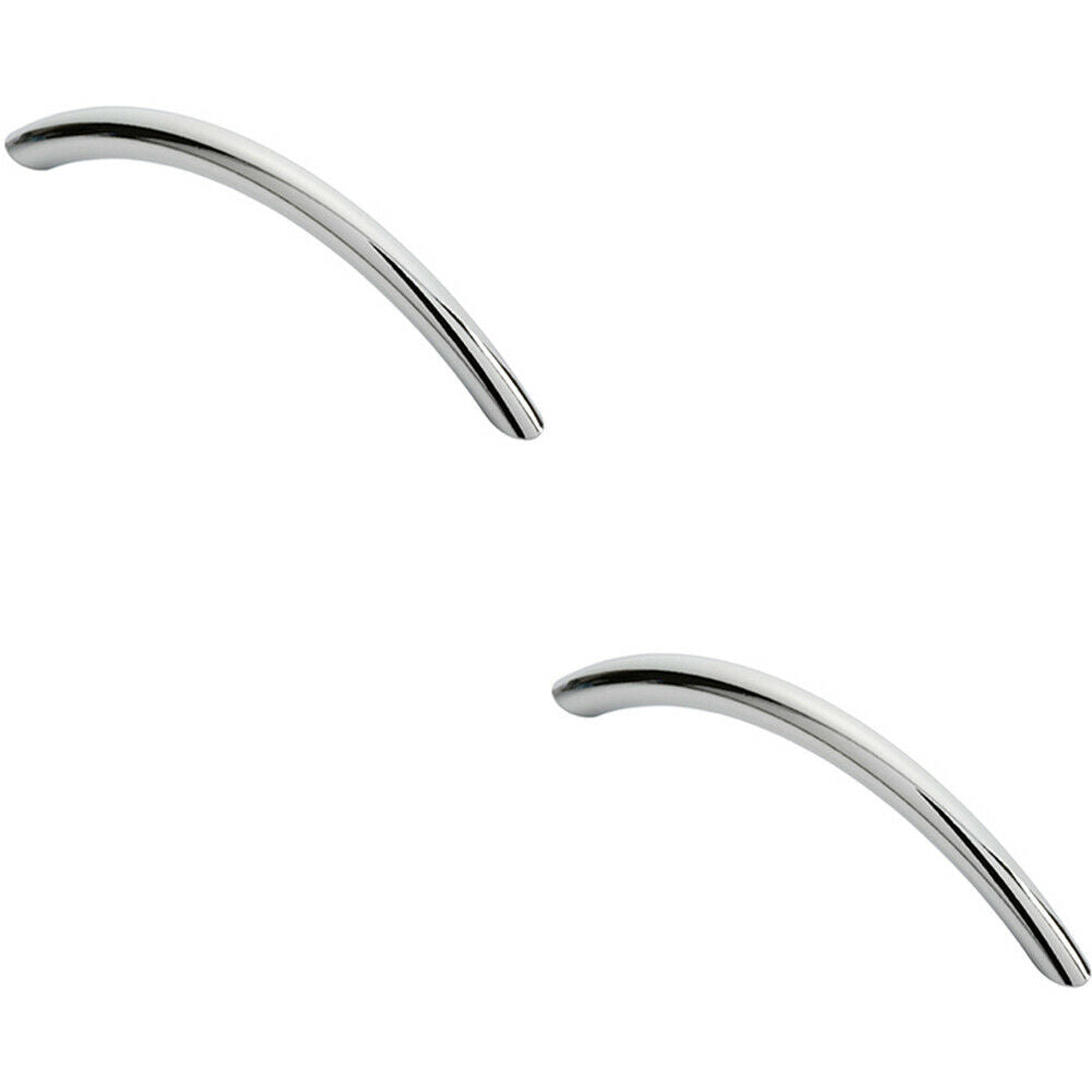 Loops 2x Curved Bow Cabinet Pull Handle 119 x 10mm 96mm Fixing Centres Chrome