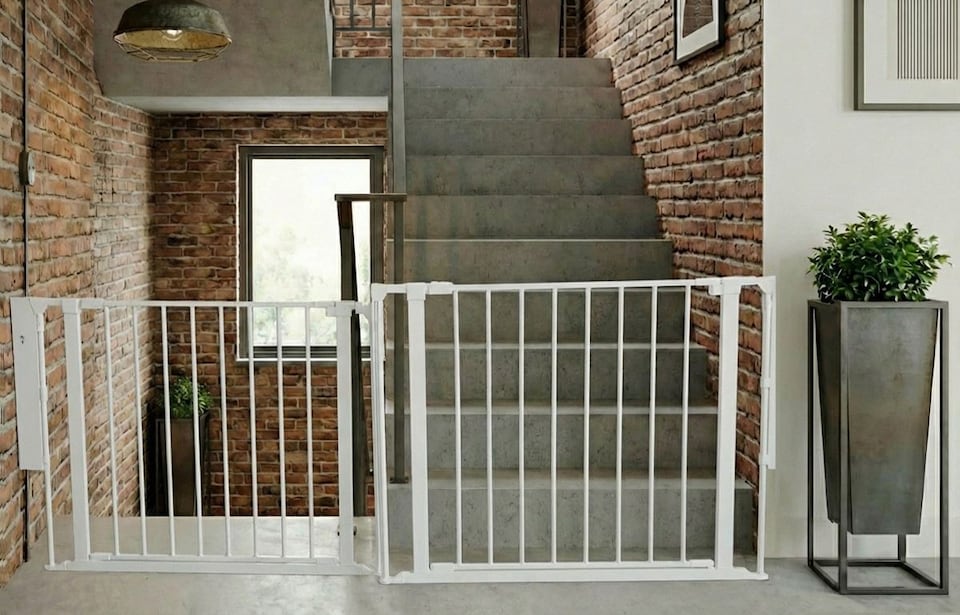 image 1 of Safetots Two Door Multi Panel Solution for Up and Down Staircases, White, 220cm of length, includes 2 Door Opening Panels