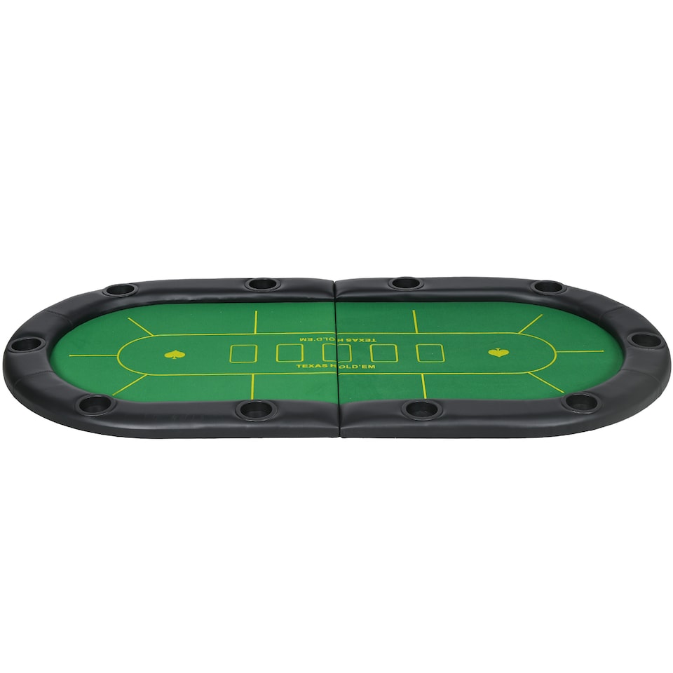 image 1 of SPORTNOW Foldable Poker Mat, 10-Player Table Top with Cup Holders, Carry Bag