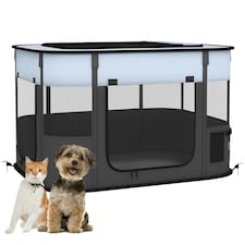 PawHut Portable Dog Pen for Puppies, Rabbits, Kittens, Guinea Pigs - Grey