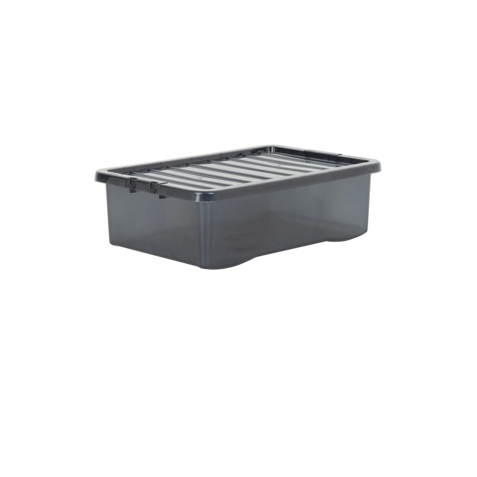 image 1 of Wham Crystal 5 x 32L Stackable Plastic Storage Boxes with Lids Black