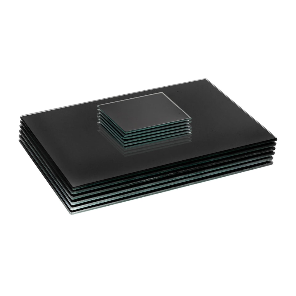 image 1 of Harbour Housewares 12pc Glass Placemats & Coasters Set - 30cm x 20cm - Black | Black | Black