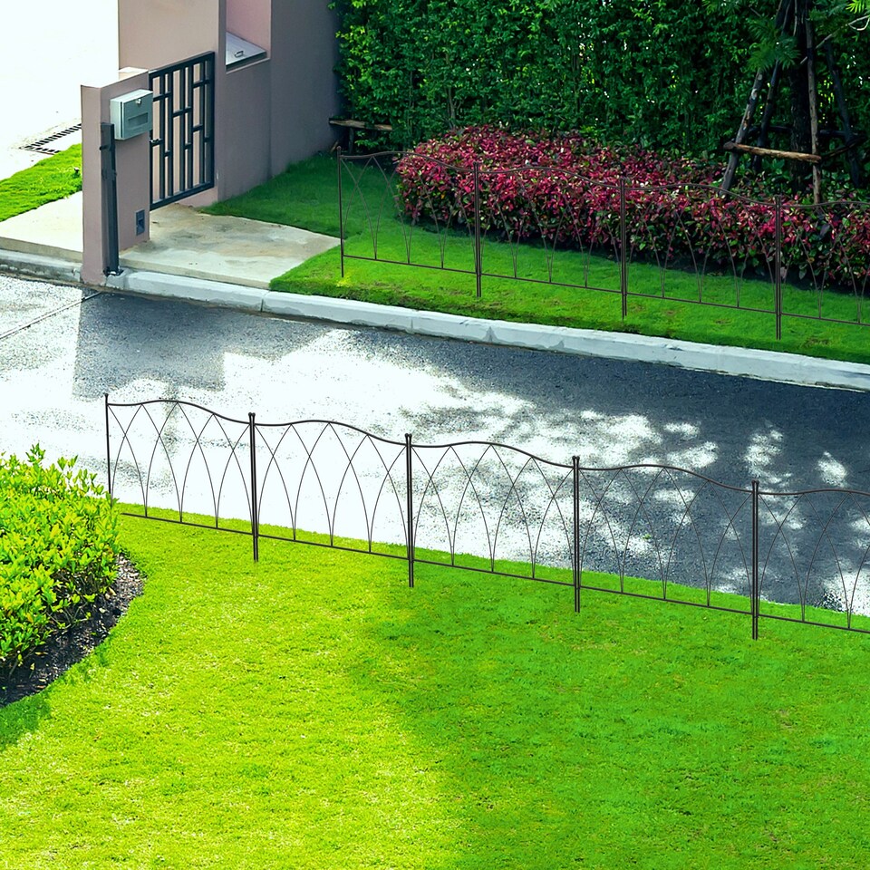 image 1 of Outsunny 5PCs Decorative Garden Fencing Metal Border Edging