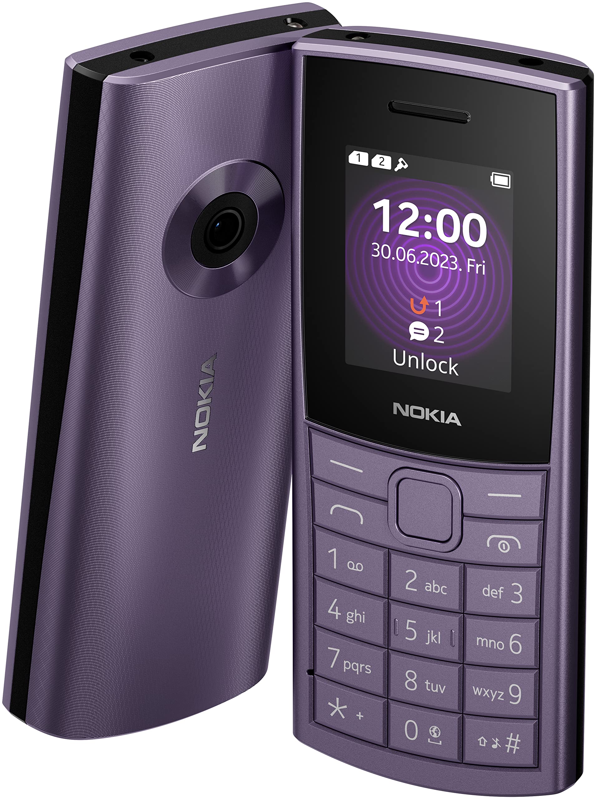 Nokia 110 4G Feature Phone With Camera, Bluetooth, FM radio, MP3 player, MicroSD, Long-Lasting Battery, and Pre-loaded Games, Dual Sim - Purple