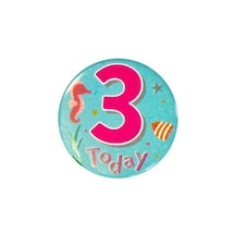 Age 3 Sea Life Small Badge 6cm