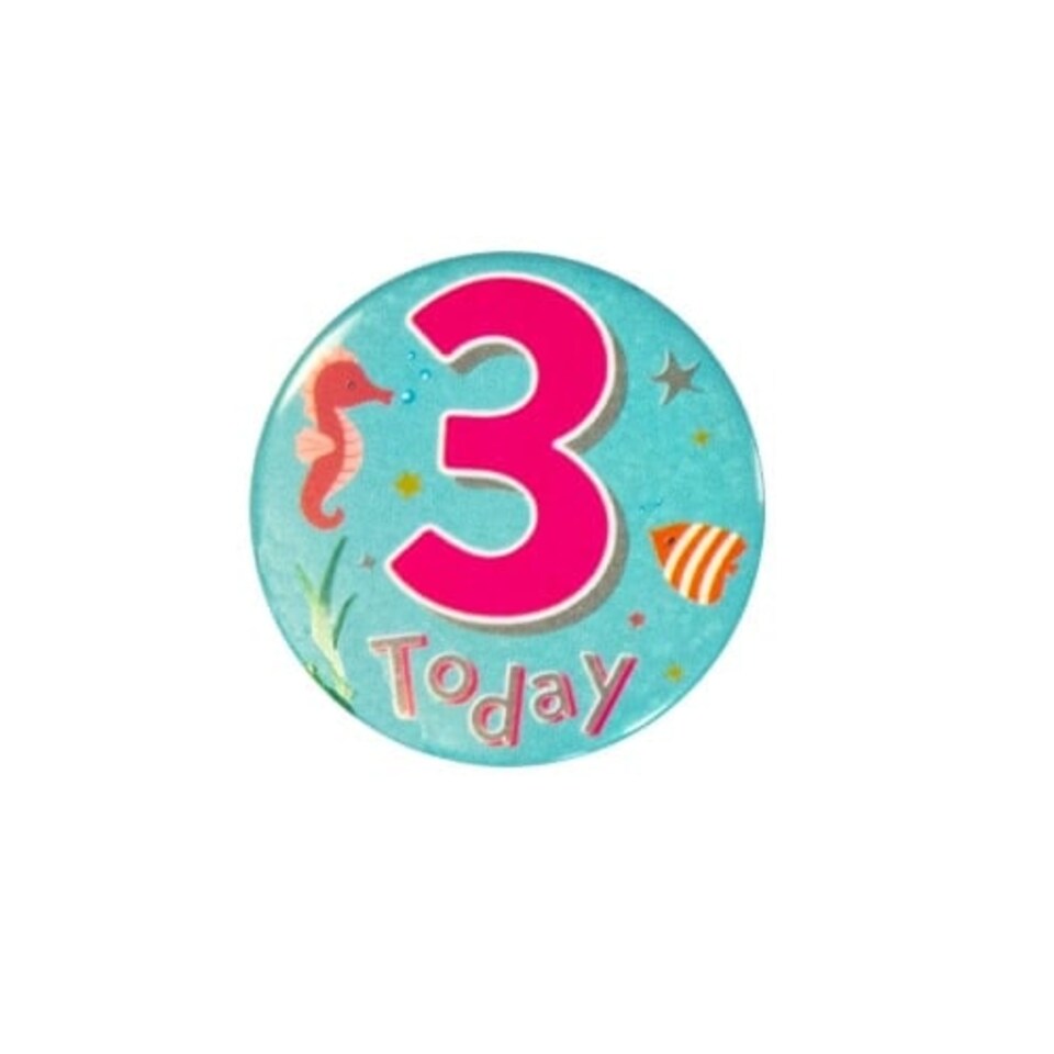 Age 3 Sea Life Small Badge 6cm
