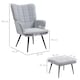 image 3 of HOMCOM Armchair with Footstool, Living Room Chair, Linen Accent Chair for Bedroom, Home Study, Light Grey