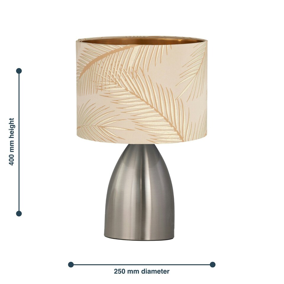image 1 of First Choice Lighting Set of 2 Valentina Brushed Chrome Touch Lamps with Champagne Embossed Shades Silver | Gold