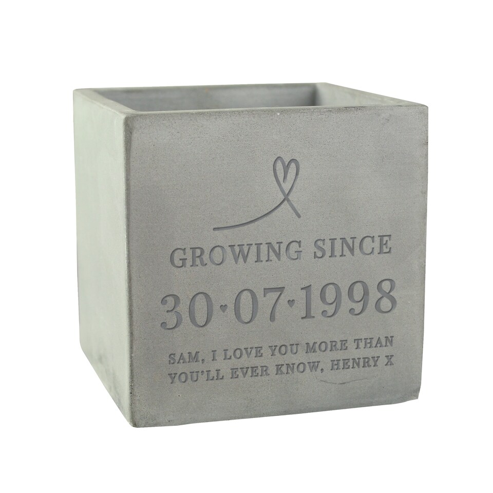 image 1 of Personalised Special Date Concrete Plant Pot Grey