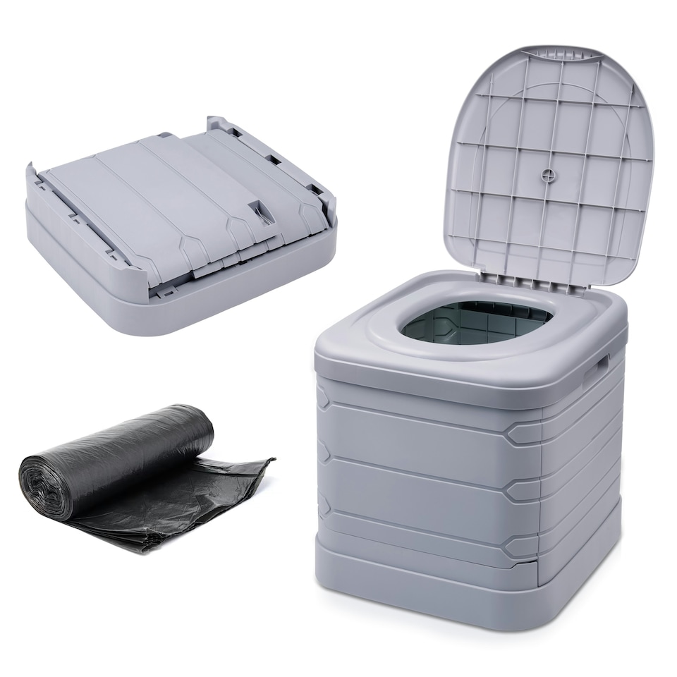 image 1 of 24L PORTABLE FOLDING CAMPING TOILET COMPACT POTTY LOO CARAVAN PICNIC FISHING