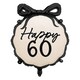 image 1 of Happy 60th Birthday Black Bow Cream Elegant Milestone Round Foil Helium Balloon 48cm / 19 in Black