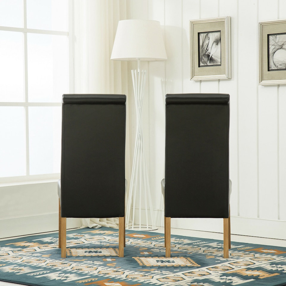 image 1 of MCC Direct Deluxe High Back Leather Dining Chairs Black
