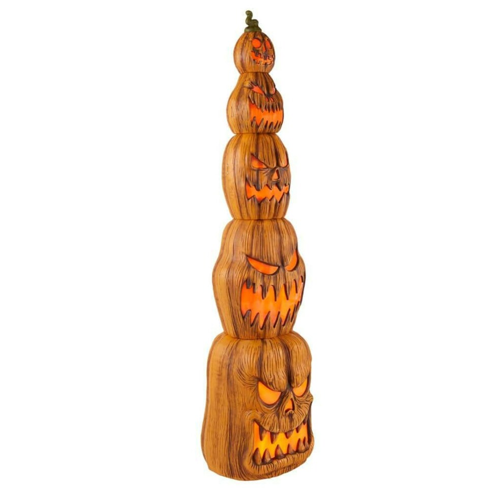 image 1 of Home Accents Holiday 8.5ft Giant-Sized Halloween Jack-O-Lanterns Pumpkin Stack with LEDs