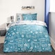 image 1 of OHS Gaming Reversible Microfibre Duvet Cover and Pillowcase Set, Single - Blue/Grey