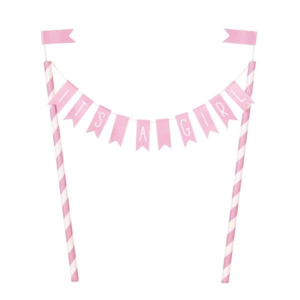 image 1 of It's a Girl Baby Shower Bunting Cake Topper