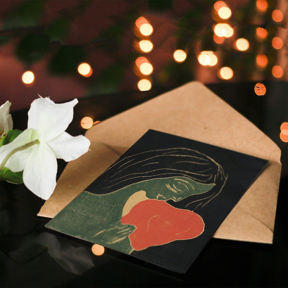 image 1 of Edvard Munch Art Card The Heart Hjertet Painting
