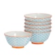 image 1 of Nicola Spring Hand-Printed Cereal Bowls - 16cm - Blue - Pack of 6 Multi