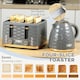 image 4 of HOMCOM Kettle and Toaster Sets, 3000W 1.7L Rapid Boil Kettle & 4 Slice Toaster with 7 Browning Controls, Defrost, Reheat and Crumb Tray, UK Otter thermostat, Grey