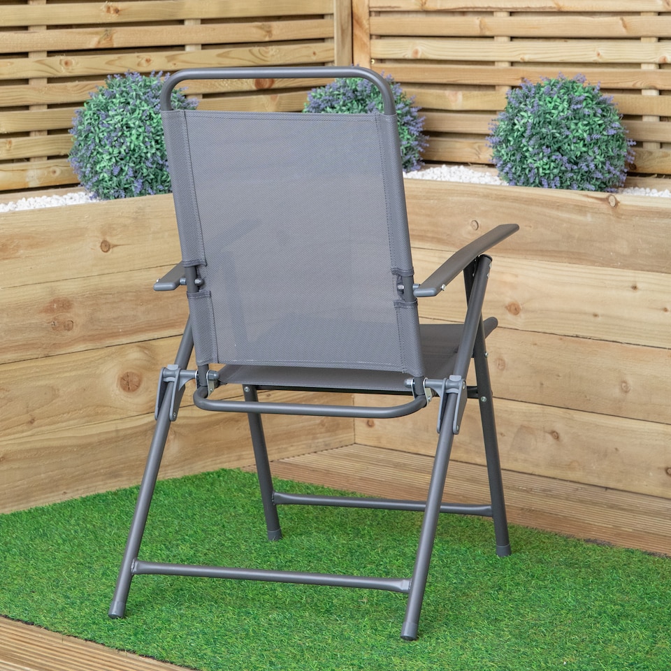 image 1 of Set of 4 Outdoor Multi-Position Textoline Garden Chairs in Grey