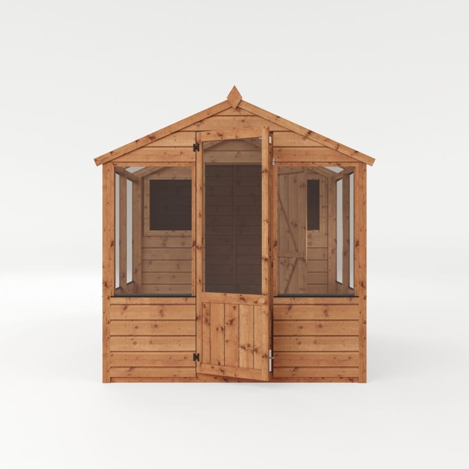 image 1 of 8 x 6 Feet Traditional Apex Greenhouse/Shed Combo - Timber - L245.8 x W201 x H205.8 cm - Brown | Brown