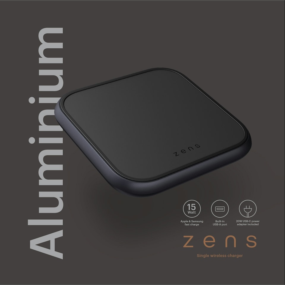 image 1 of Zens Single Wireless Charger (incl. Wall Charger) - black