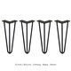 image 2 of 4 x 12" Hairpin Legs - 3 Prong - 10mm - Black Black