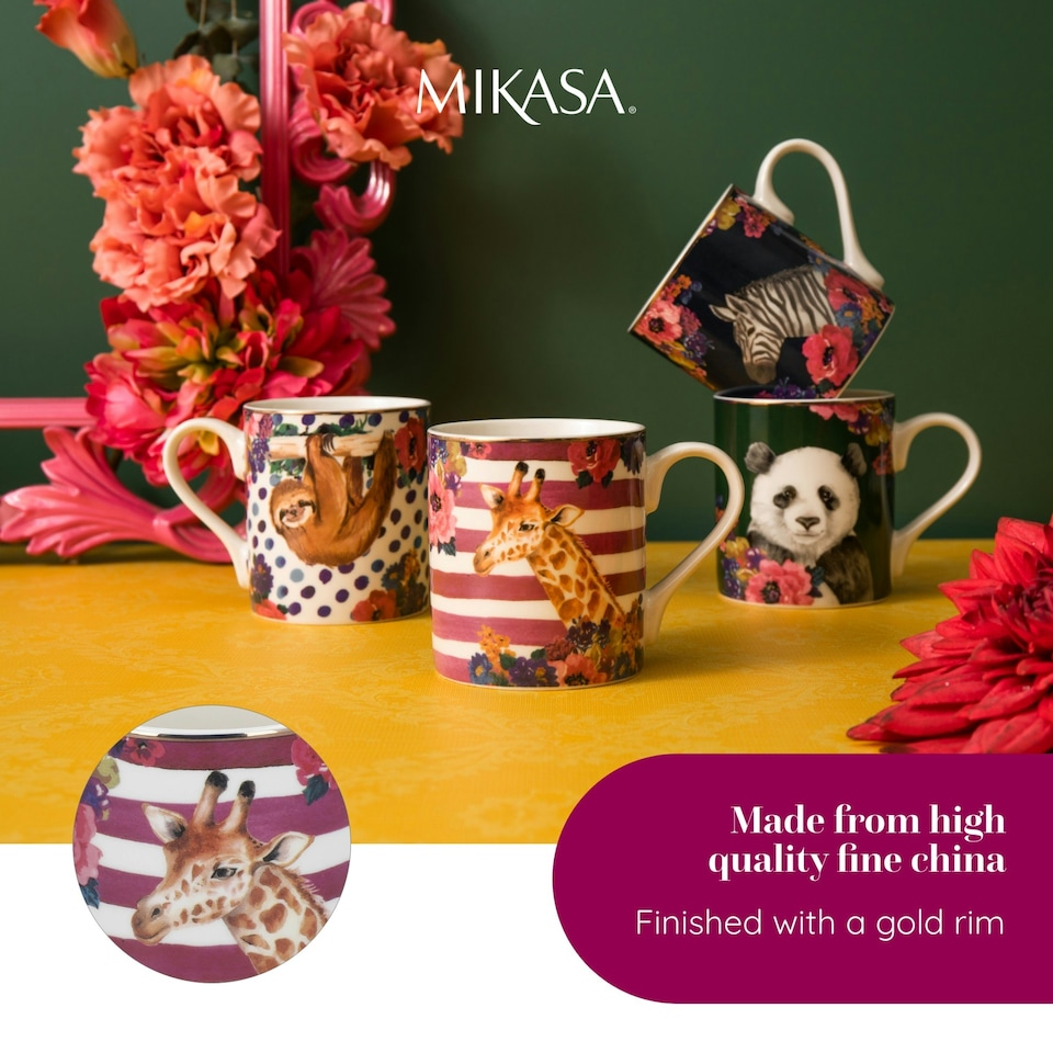image 1 of Mikasa Wild at Heart Panda Print Porcelain Mug, 280ml | Green