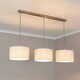 image 2 of ValueLights Reni White Drum Shade 3 Drop Bar Chrome Diner Ceiling Pendant Light with Bulbs Silver