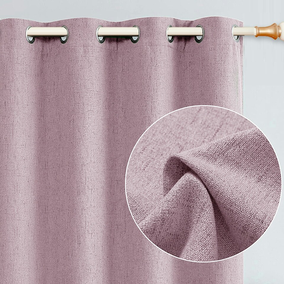 image 1 of Lilac Lined Blackout Eyelet Curtains - 46 x 54 Inch Drop - 2 Panel Purple