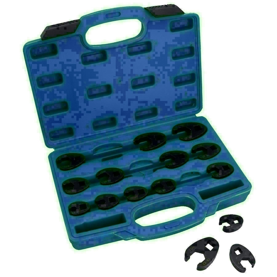 image 1 of Metric Impact Impacted Crowfeet Crowfoot Spanner Wrench Set 8 - 24mm 15pc