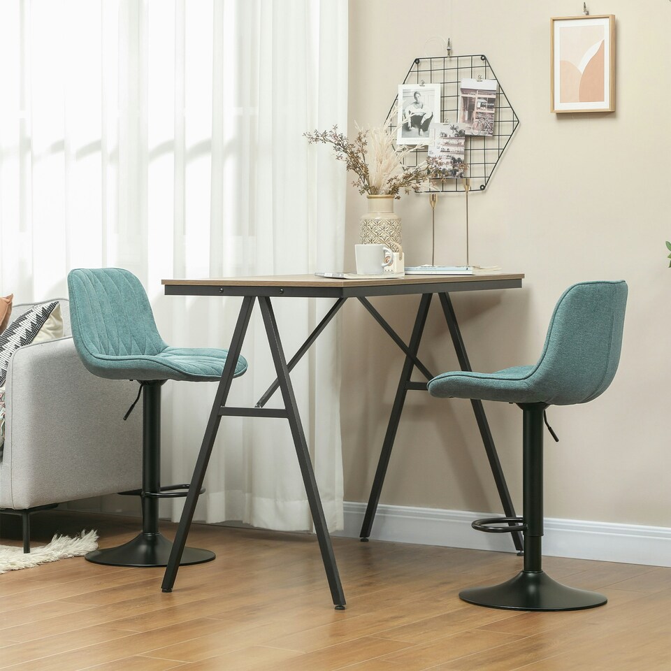 image 1 of HOMCOM Bar Stools Set of 2, Modern Armless Bar Chairs Blue
