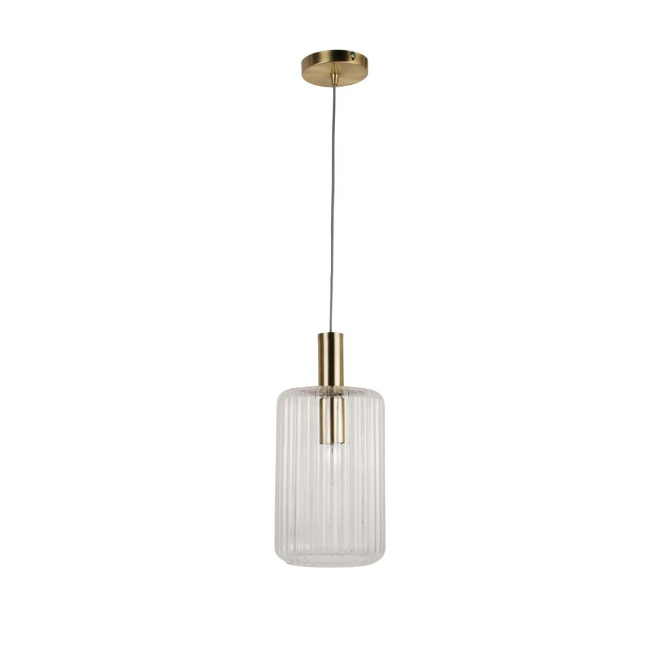 image 1 of First Choice Lighting Set of 2 Fluted Glass Design Pendant Fitting Finished with Clear Glass and Bronze Effect Colour Bronze | Clear