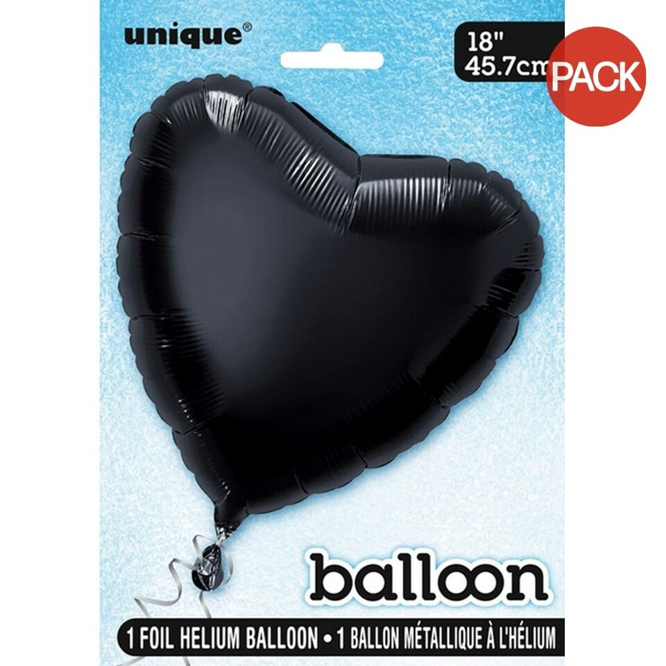 Unique Party Heart Foil Balloon (Pack Of 5) - Black - 18in