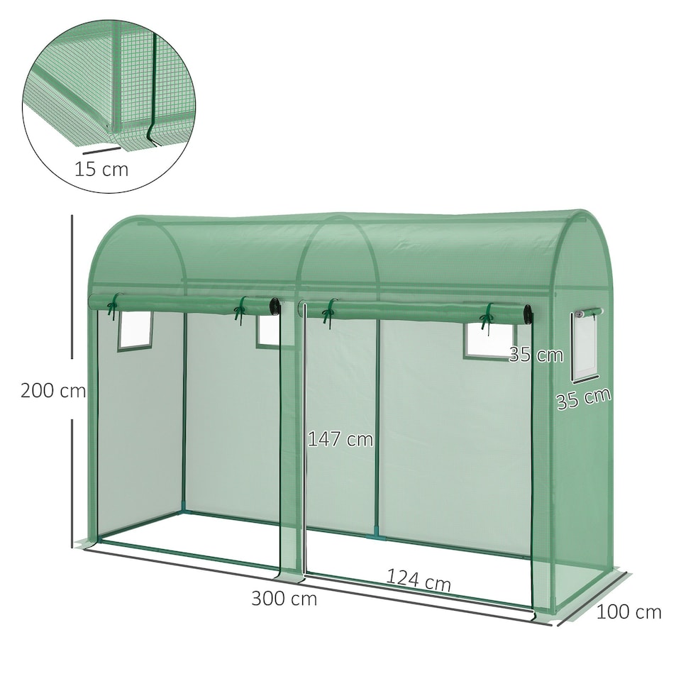 image 1 of Outsunny Garden Plant Tomato Growth Greenhouse W 2 Doors 4 Windows 3 x 1 x 2m