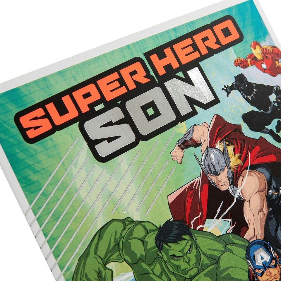 image 1 of Marvel Superheroes Design with Activity Son Birthday Card